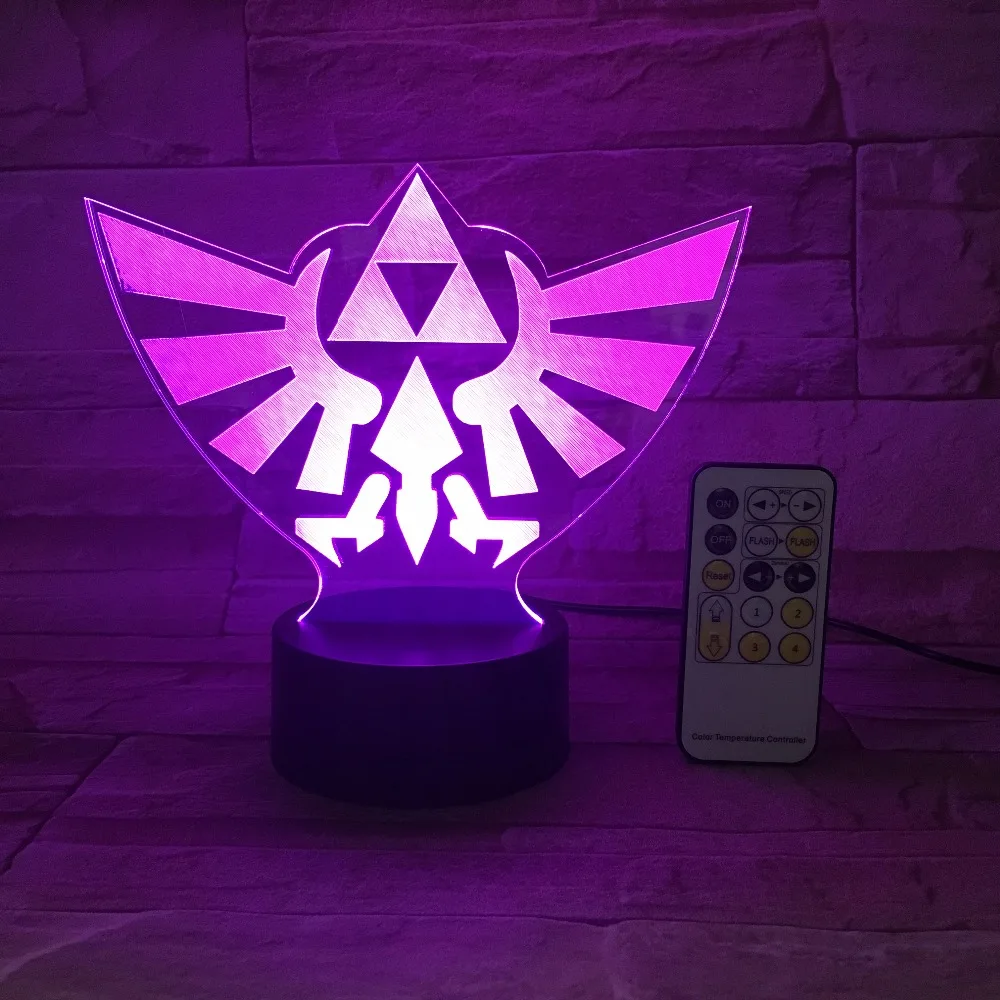 Легенда о Zeldas Треугольники 3D USB светодиодный Ночной светильник 7 Цвета иллюзия