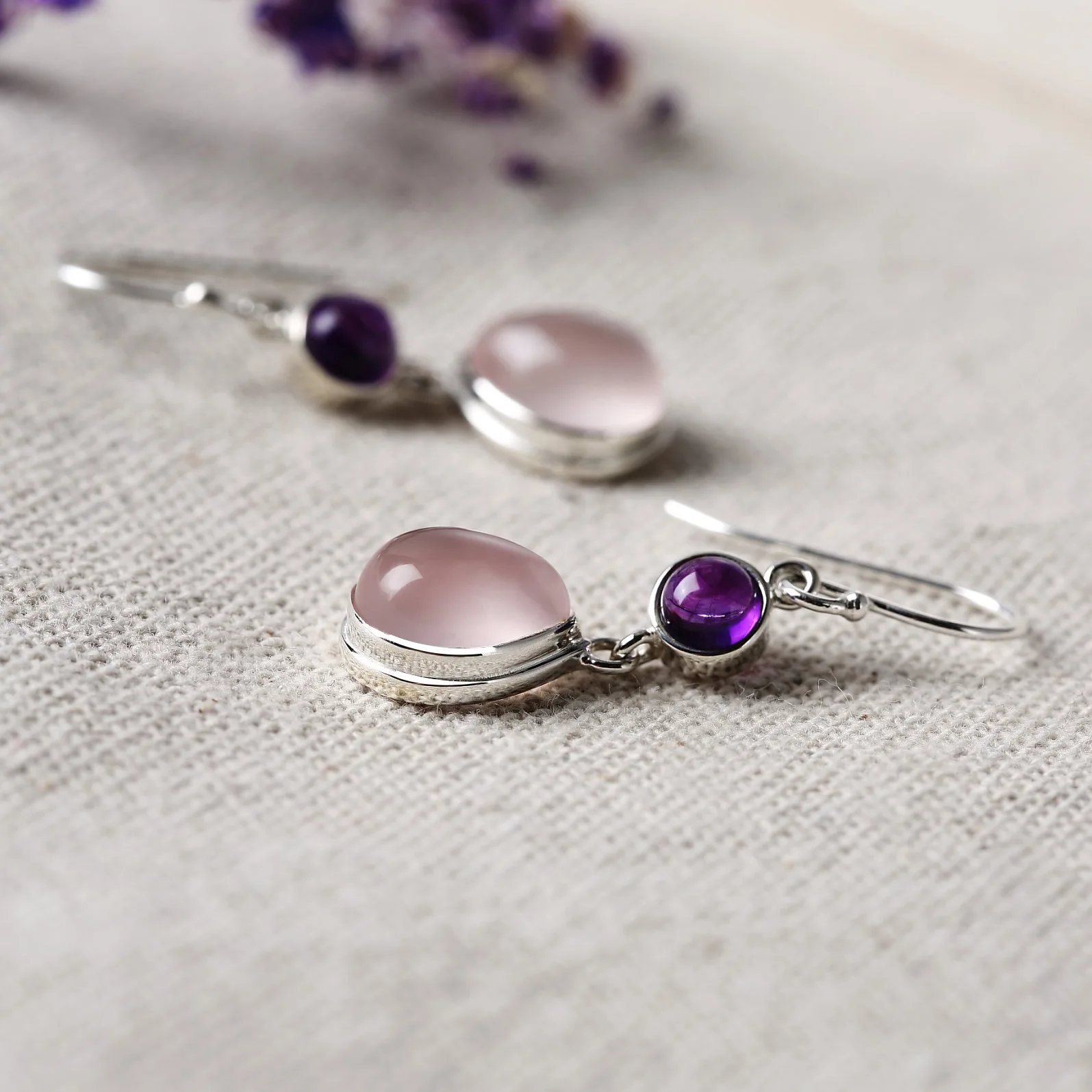 BOCAI S925sterling серебряные серьги капли натуральный кристалл аметиста Женская мода