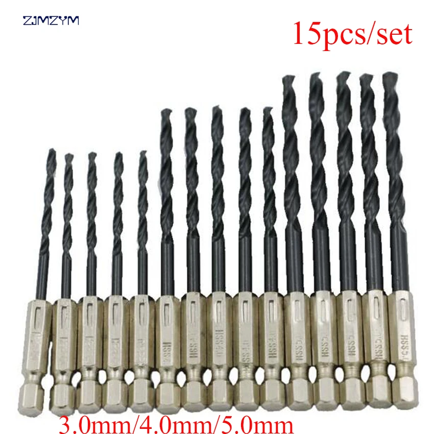 

15pcs/set 3/4/5MM 1/4"Hexagonal handle High Speed Steel Nitriding Twist Drill bit for metal,wood,plastic drilling tool