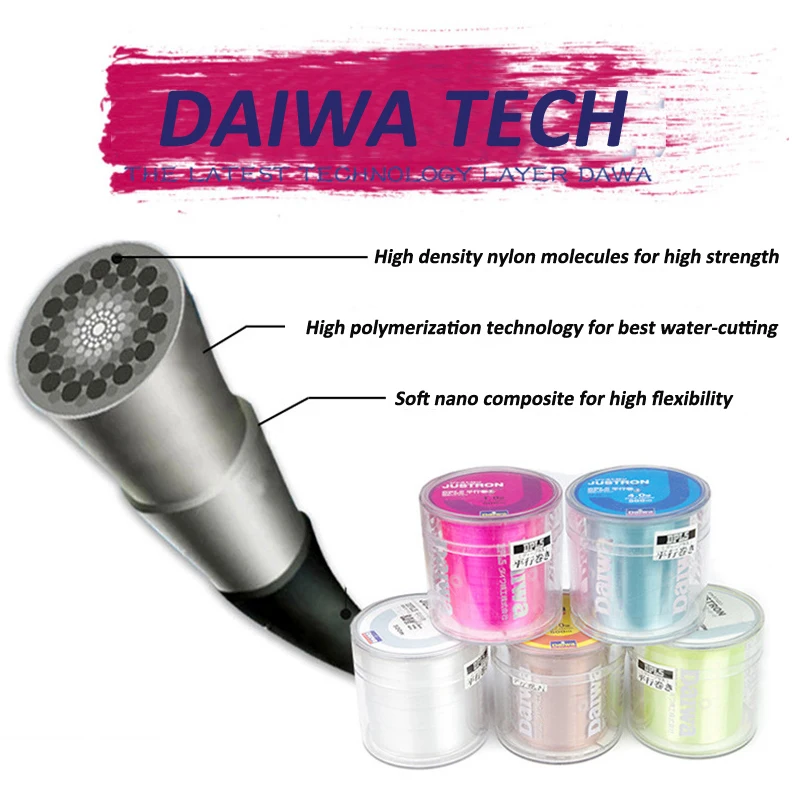 Сверхпрочная нейлоновая леска Daiwa Justron 500 м 2 фунта 40 фунтов 7 цветов японская