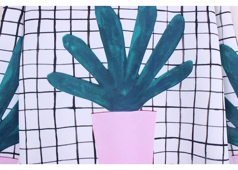 Укороченные свитшоты с принтом кактуса для девочек Прямая поставка повседневная