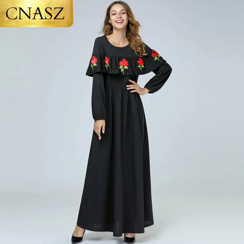 2018 г. Кафтан UAE Abaya джинсовый хиджаб с вышивкой в Дубае мусульманское платье для