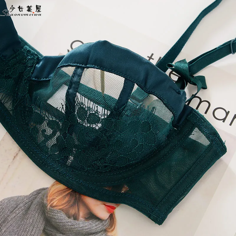 Ultra-thin Lace Transparent Half Cup Bra - Comfortable No Sponge Women's Lingerie image 6