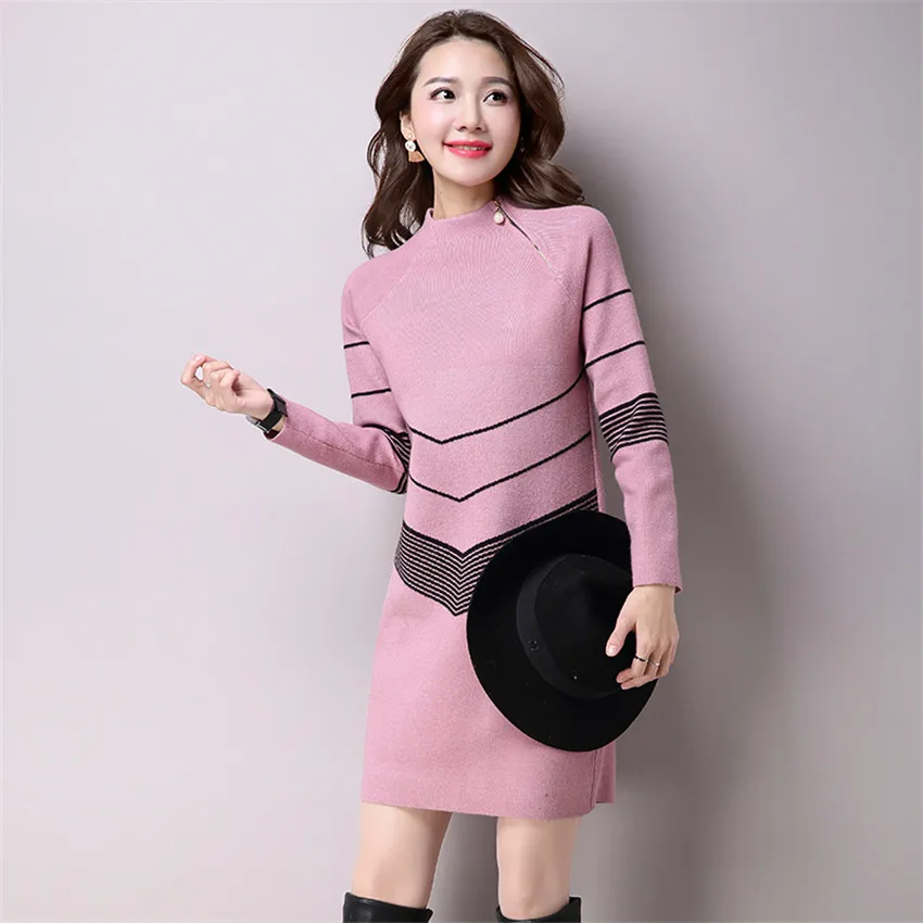 Женское трикотажное платье свитер на молнии с высоким воротником|knitted dress|sweater
