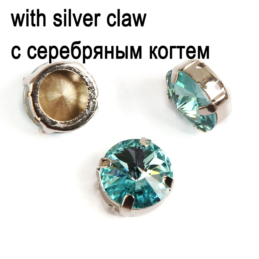 crystal with silver Одежда высшего качества Камень Аквамарин K9 с украшением в виде кристаллов круглые стразы риволи Гасс стразы pointback одежда для гимнастики, изысканный камень - Цвет: crystal with silver