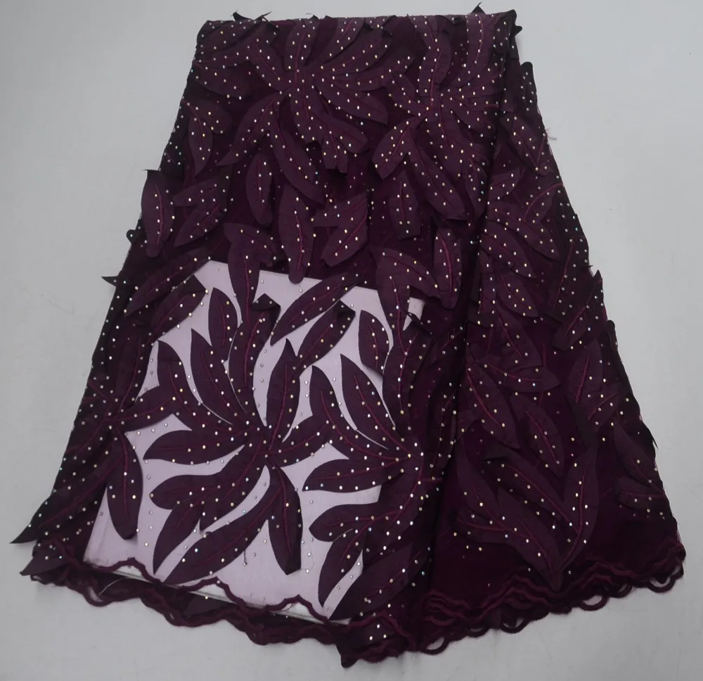 

2019 High Quality French Web Lace Fabric, Nigerian Synthetic Crystal Material Party Dress Fabric