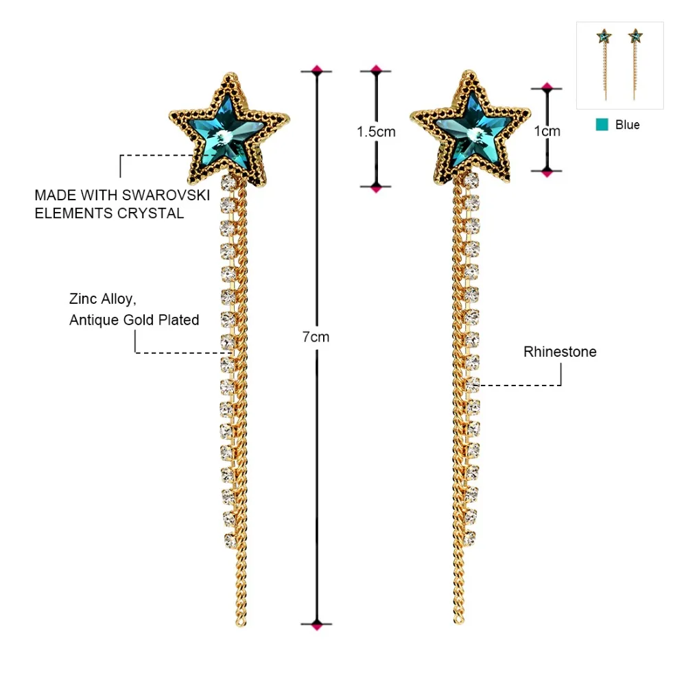 Neoglory модные светло-желтые золотые серьги со звездами Популярные Подарки для