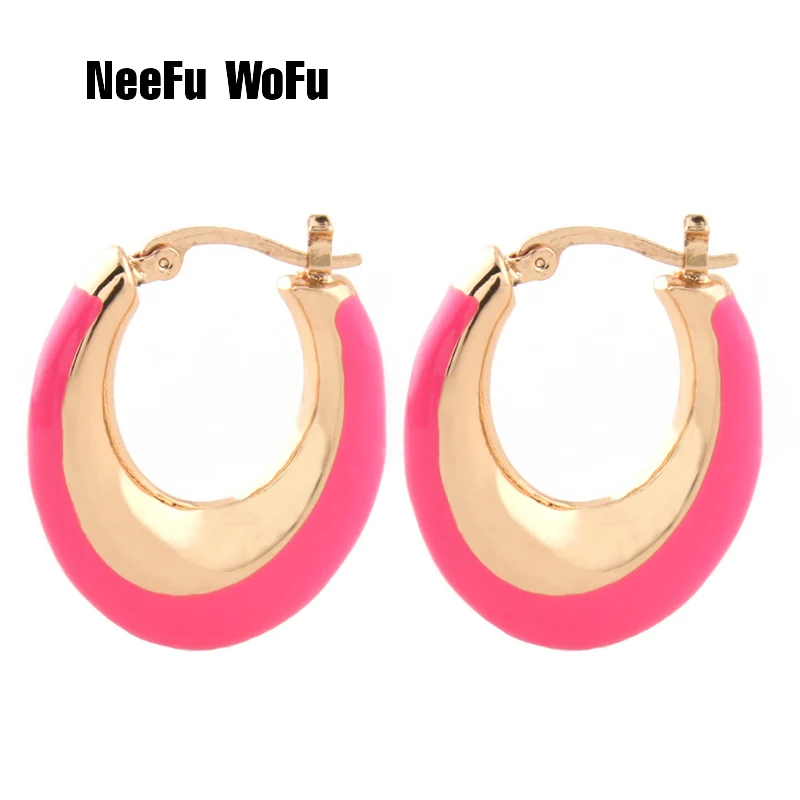 

NeeFu WoFu Earring for Woman Ear Ring Zinc alloy Dripping oil Large Brinco Accessories Oorbellen Earrings jewelry