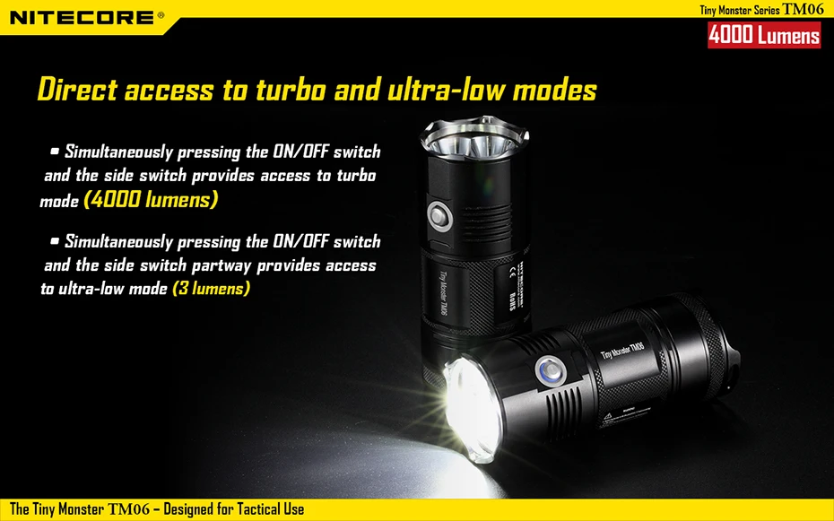 NITECORE TM06 МОЩНЫЙ СВЕТИЛЬНИК большой дальности открытый перезаряжаемый водонепроницаемый светильник с высокой мощностью светильник с литиевой батареей