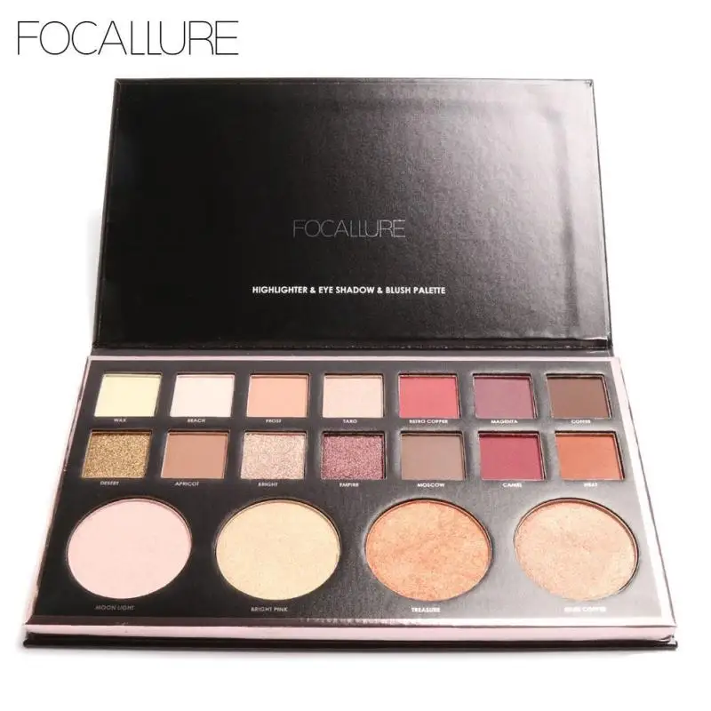 FOCALLURE 18 Colors Eyeshadow Palette Matte Diamond Glitter Matallic Eye Shadow Pigment Earth Color Smokey Makeup B3 |