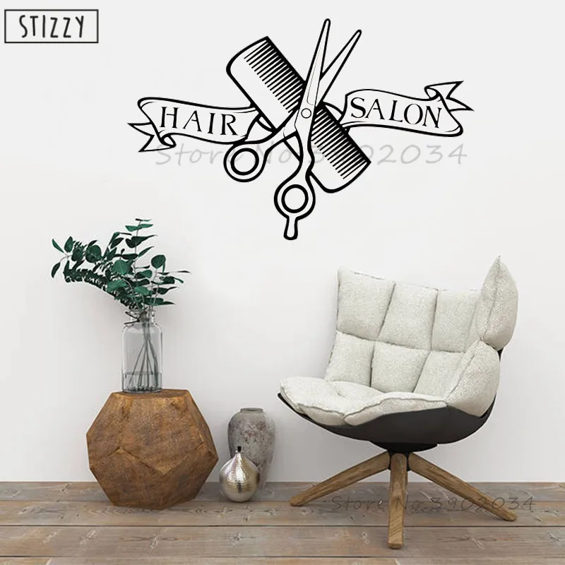 Настенная Наклейка stizzy Съемная Укладка волос парикмахерский салон виниловая