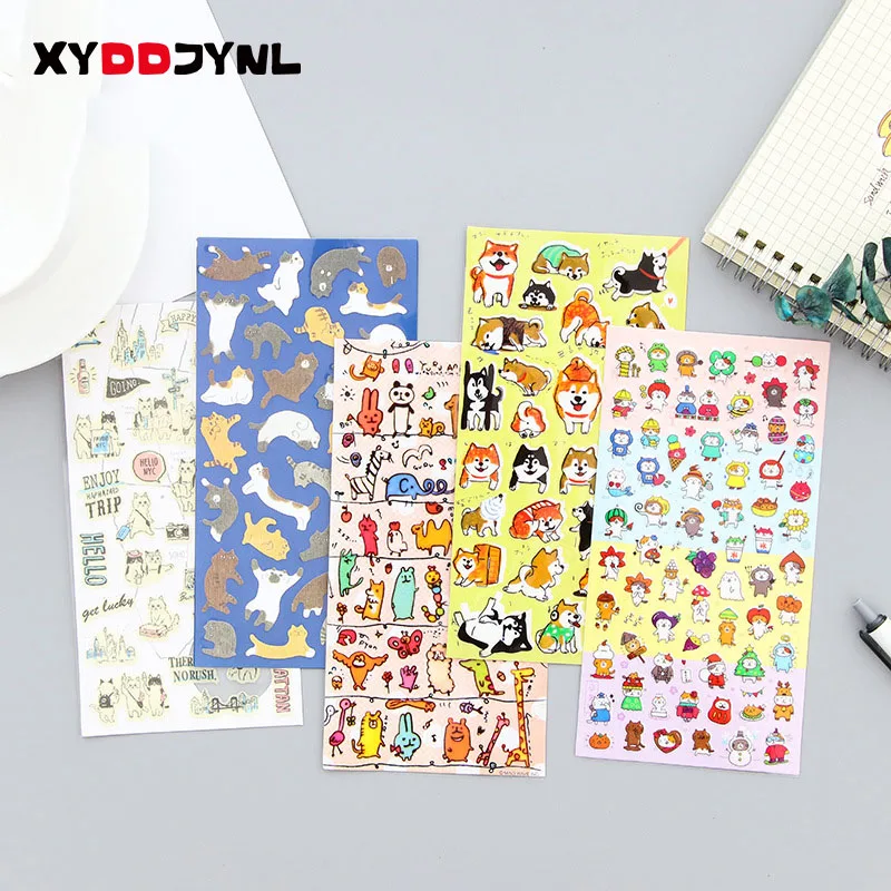 

3Sheets/3Pc Kawaii Sticker Cartoon Animals Cute Cat Children Stickers Scrapbook Decoration Stationery Products
