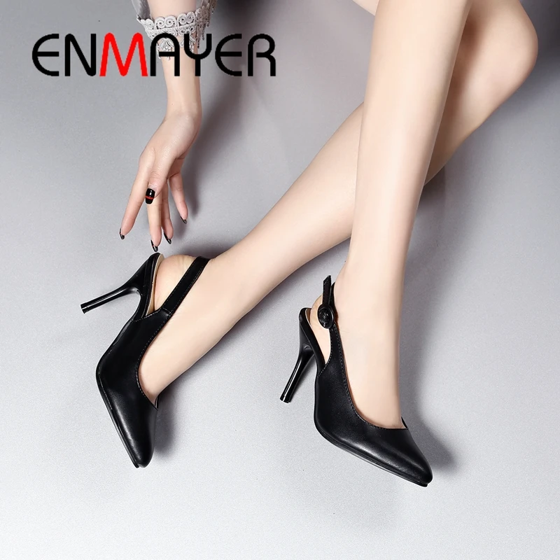

ENMAYER Basic Super High Thin Heels Women Fashion Shoes Pointed Toe Office & Career Slip-On Sexy Pumps Women Size 34-45 LY1606