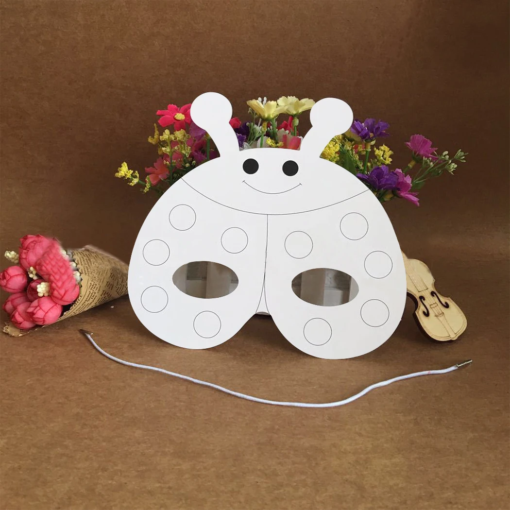 8 шт. вечерние маска Творческий мультфильм Животные DIY пустой живописи белая