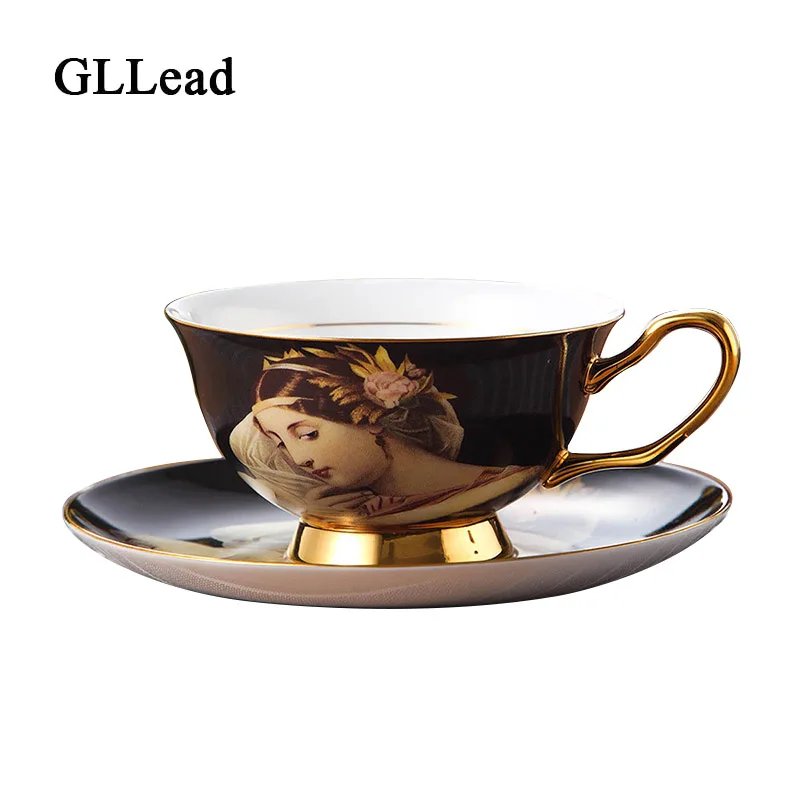 Керамическая кофейная чашка GLLead с рисунком маслом чайная из фарфора креативная