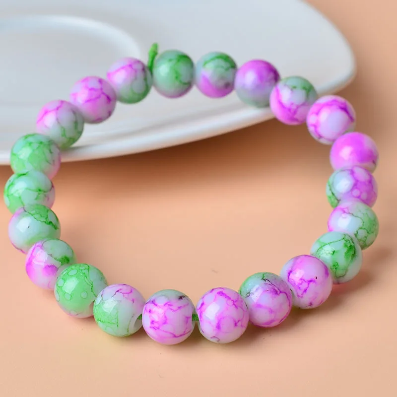 8mm color13 Ручная работа, Pulsera Piedra, натуральный камень, стрейч, эластичное стекло, бусины, браслеты с подвесками, женские модные ювелирные изделия, braccialetto perline - Окраска металла: 8mm color13
