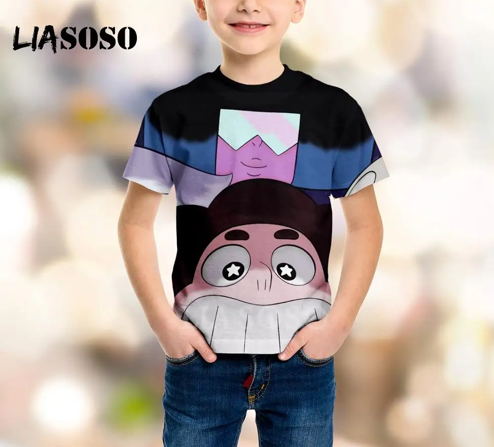 12 LIASOSO Новая детская одежда 3D принт мультфильм аниме Стивен Вселенная футболка Детский свитер для мальчиков и девочек пуловер с короткими рукавами B028 - Цвет: 12