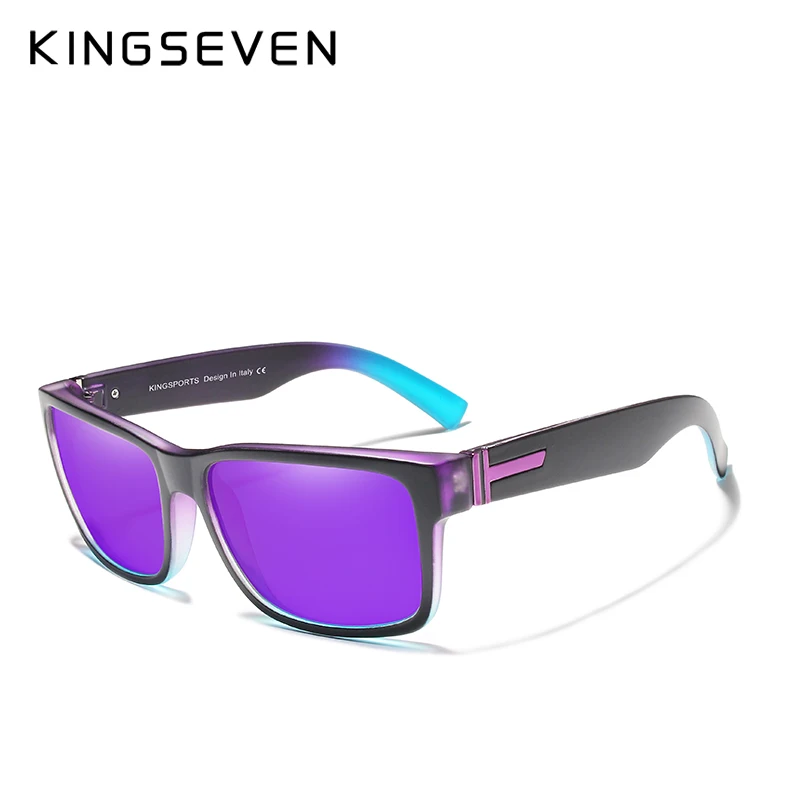 purple KINGSEVEN, мужские поляризованные солнцезащитные очки, зеркальные очки, солнцезащитные очки, мужские очки, lunette de soleil - Цвет линз: purple