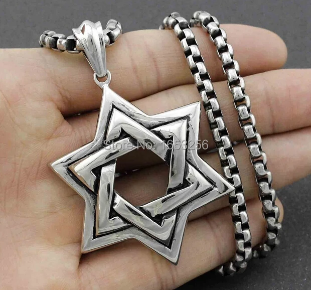 Мужская Байкерская Звезда Давида кулон ожерелье из нержавеющей стали Крутое