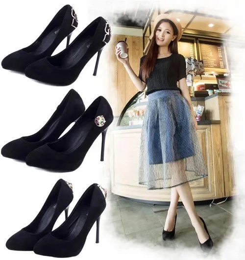 Super sexy drilled pointed toe high pumps 3 styles black shinning heel shoes XM30233 | Обувь