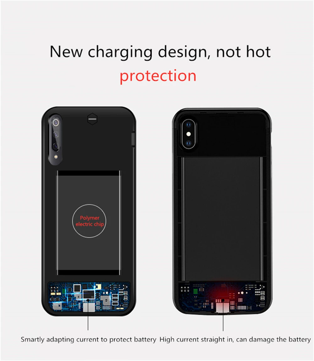 NTSPACE зарядное устройство чехол для Xiaomi Mi 9 power Case 6800 мАч ультра тонкий портативный Банк питания зарядная крышка расширенная батарея