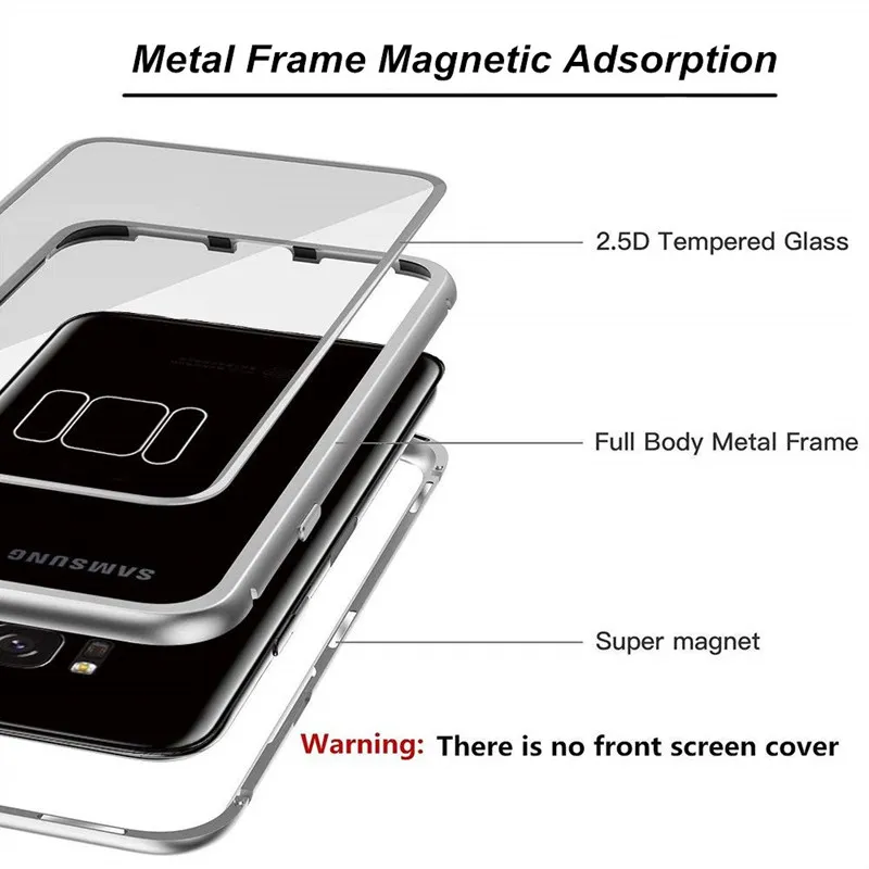 Magnetic Adsorption Flip Phone Case for Samsung Galaxy S8 S9 Plus Note 8 S7 Edge Luxury Magnet Metal Tempered Glass Back Cover | Мобильные