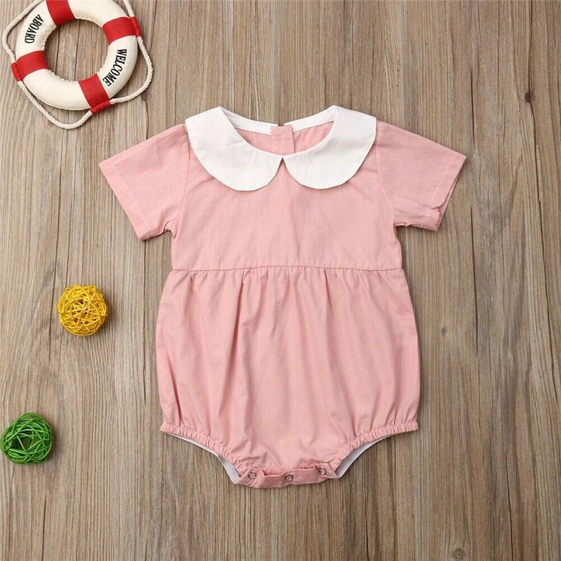 Летнее боди для маленьких девочек хлопковый комбинезон с короткими рукавами