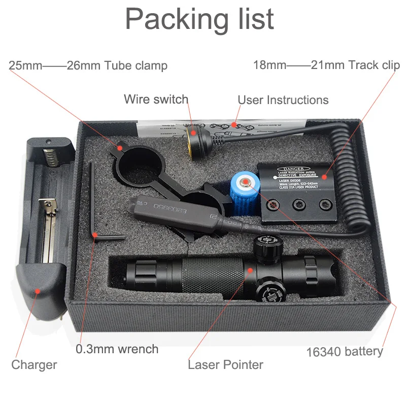 Лазерный прицел для охотничьего ружья с креплениями 5 мВт 532 нм Зеленый/650 красный