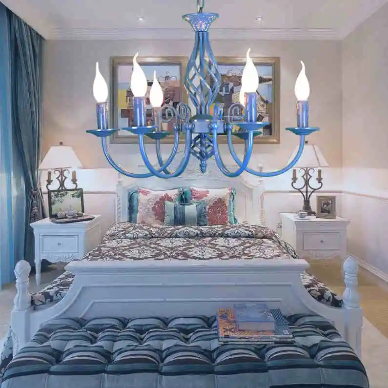 Синий живопись светодиодный Люстра синий люстры блеск света | Освещение