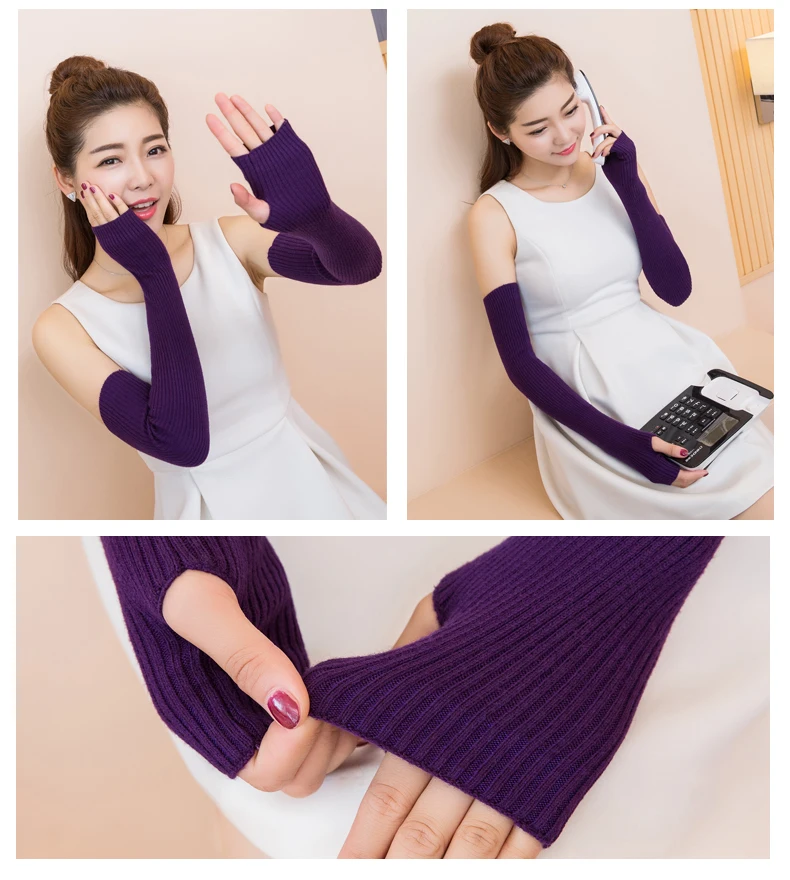 YUNSHUCLOSET Осень и зима узор Модные женские вязаные кашемировые перчатки прямые трубы Стиль
