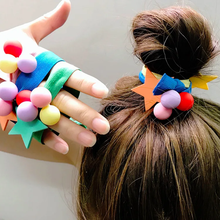 

Simple Star Round Geometric Elastic Hair Band Women Rubber Hair Ties Fashion Colorful Scrunchie Ponytail Holder Girl Accessories