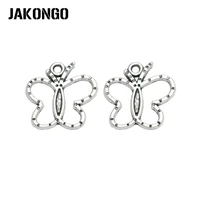 jakongo antique silver plated butterfly charms pendant for jewelry making bracelet accessories diy handmade 20x19mm 20pcslot