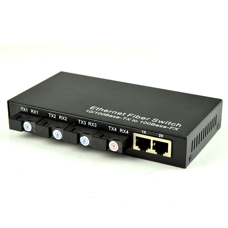 10/100Base TX к 100Base FX кабелям Ethernet для волоконных преобразователей 10/100 м 4 волокна и 2 RJ45