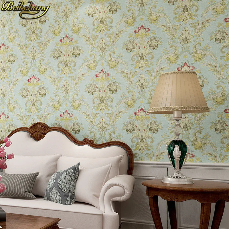 

beibehang American retro Wallpaper Roll Desktop Living Room 3D Wall paper home decor TV Background green wallpaper for walls 3 d
