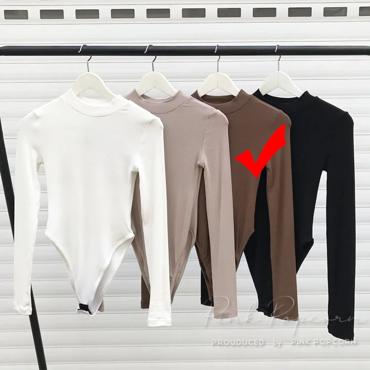 Color-3 Боди с длинным рукавом для женщин, круглый вырез, полный рукав, однотонный тонкий боди, супер мягкий, с длинным рукавом - Цвет: Color-3