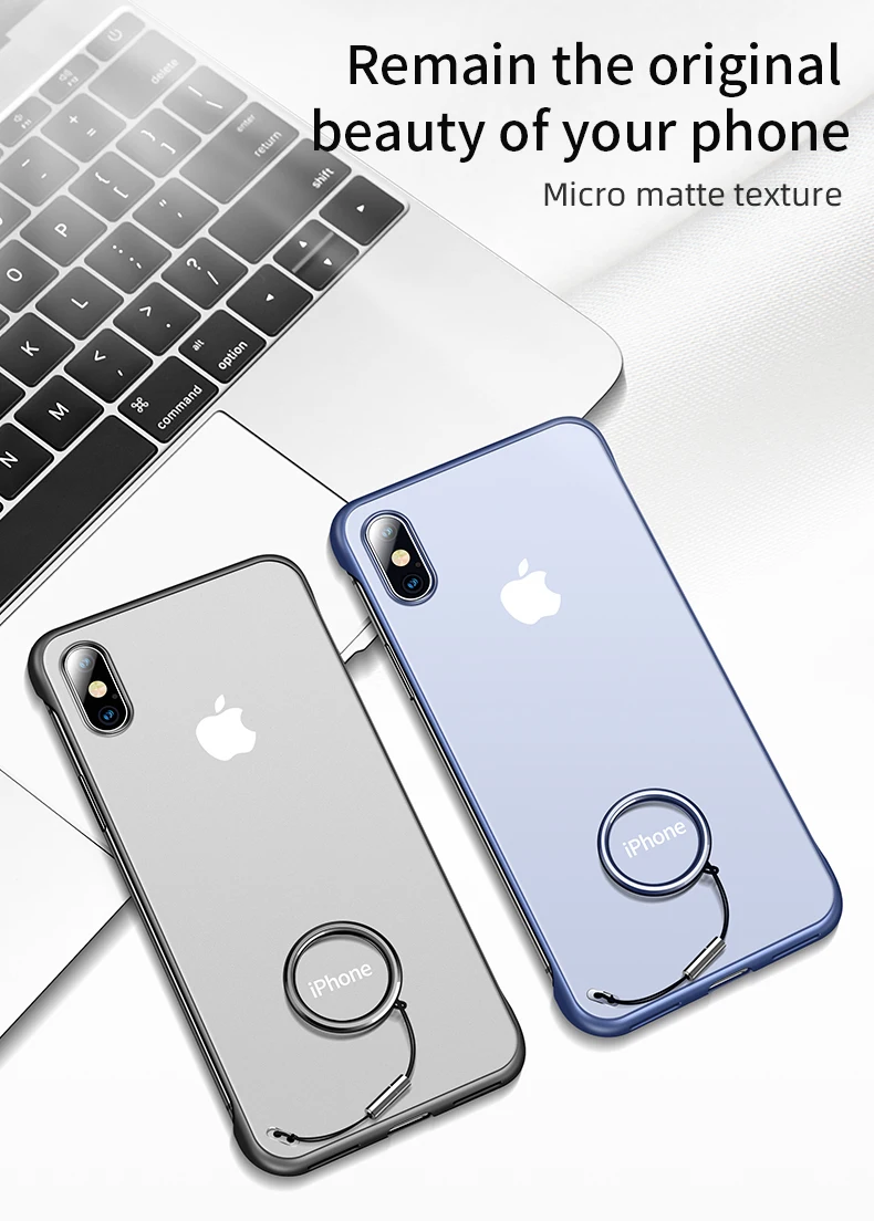 IHaitun роскошный бесборный чехол для телефона iPhone XS MAX XR X Чехлы ультра тонкая задняя крышка для iPhone X 10 7 8 Plus тонкое кольцо ремешок
