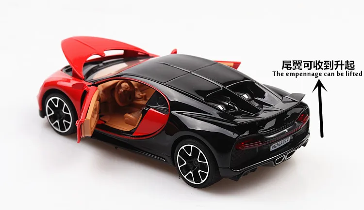 1:32 литая под давлением модель автомобиля из металлического сплава Bugatti Chiron Модель гоночного автомобиля звуковой светильник для двери игрушка для детей подарок