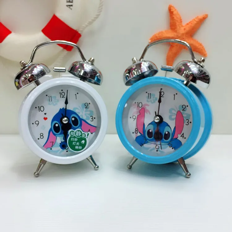 Новые часы disney Stitch, 3d мультяшный модный синий белый колокольчик, будильник для мальчиков и девочек, студенческий детский прикроватный будильник для спальни