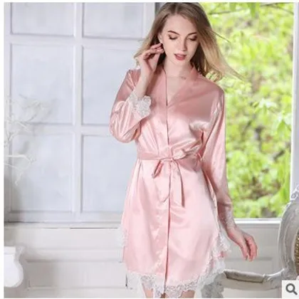 Женский шелковый халат с длинным рукавом новый брендовый пикантный комплект