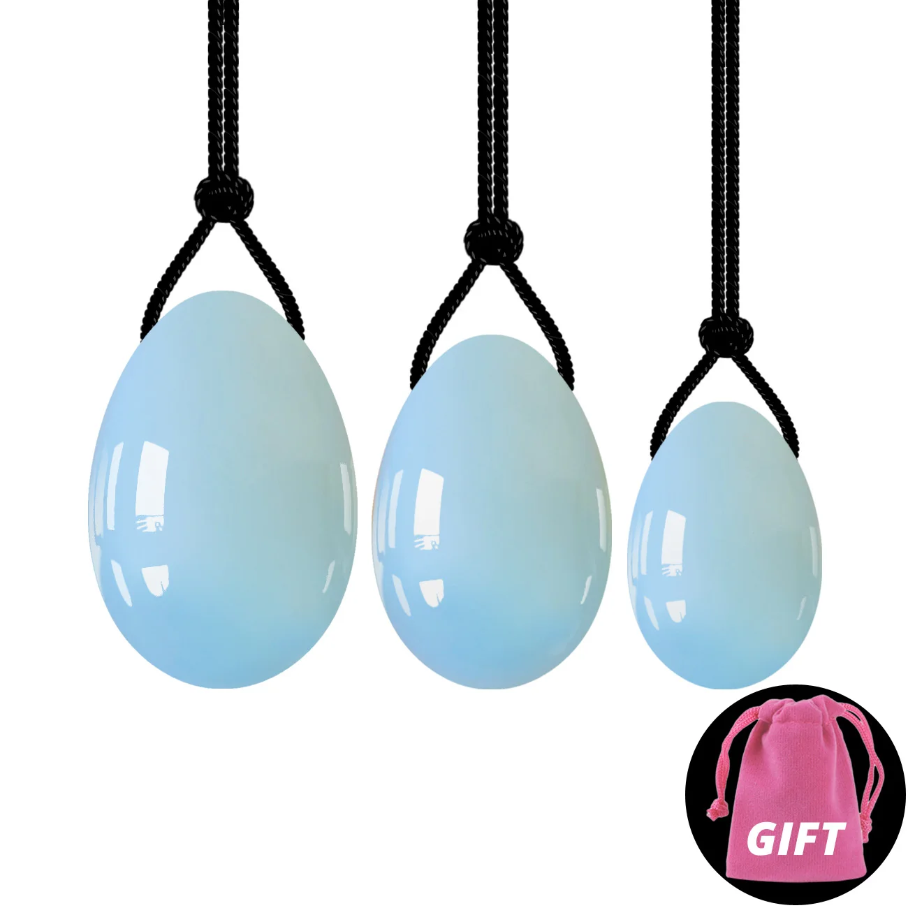 Opal Eggs Дропшиппинг Yoni набор яиц для массажа нефритовых яиц розовый кварц йони-палочка для женщин Кегеля Тренажер вагинальная подтяжка мышц Просверленный массажный камень - Цвет: Opal Eggs