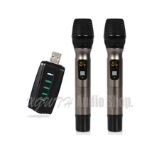 dual uhf wireless microphone system 2 handheld mic uhf speaker with portable usb receiver for ktv dj speech amplifier recording