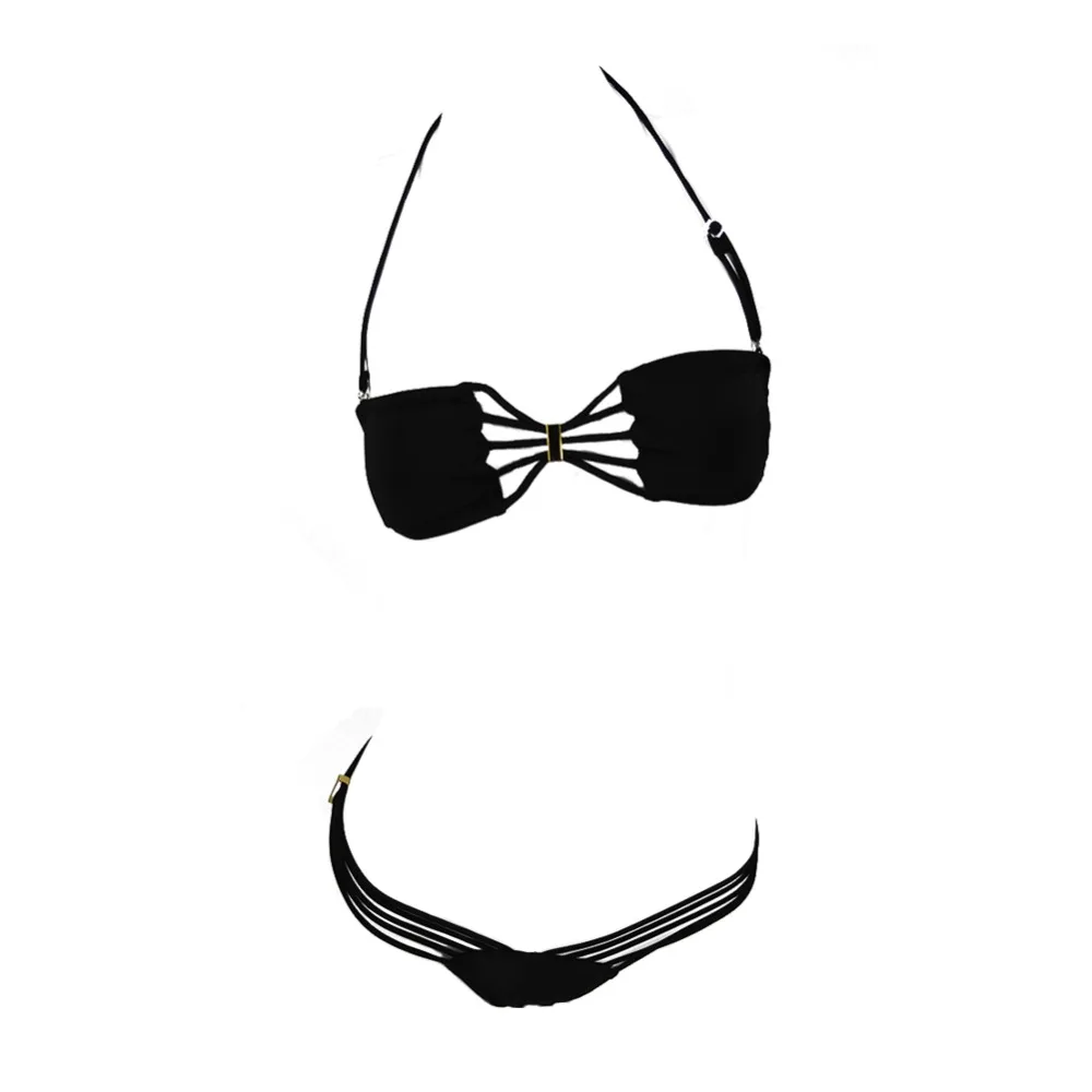 Бикини 2019 однотонный черный мульти бикини с завязками купальный костюм женский