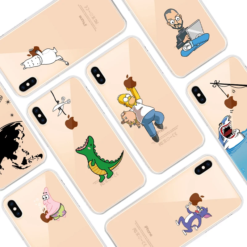 Прозрачный чехол с узором для iPhone X XS Max XR, Ультратонкий чехол для телефона iPhone 8 7 6 6 S Plus 5s SE 5, забавные чехлы из ТПУ для телефона
