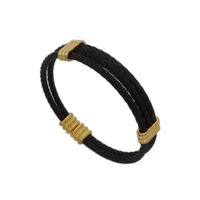 jsbao new arrivals black gold colour 316l stainless steel wire cuff bracelet bangle women fashion jewelry