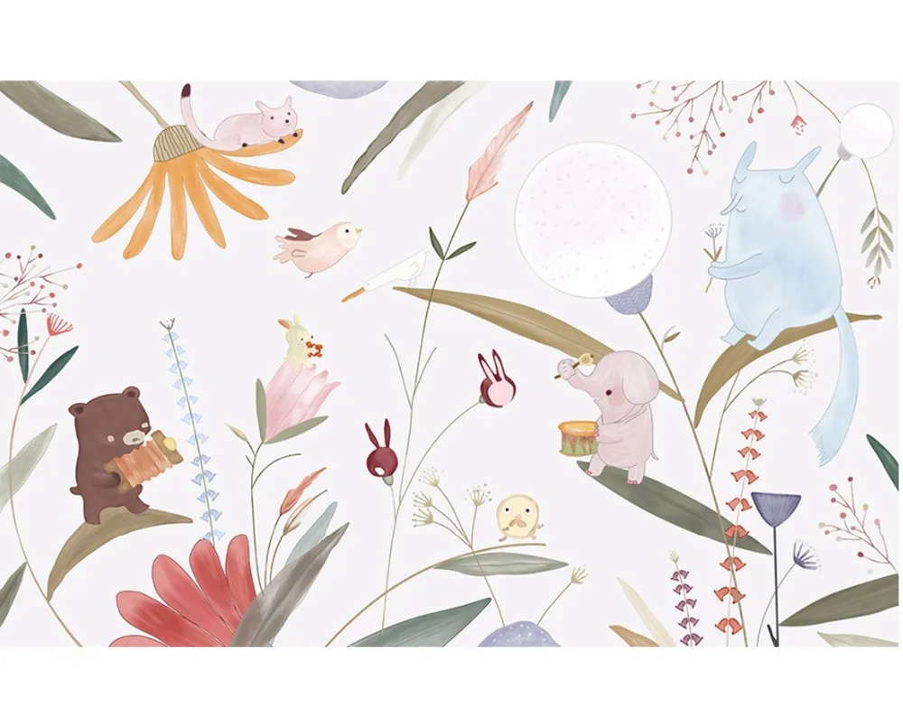 Художественные милые Мультяшные животные и цветы Tuya художественные Настенные