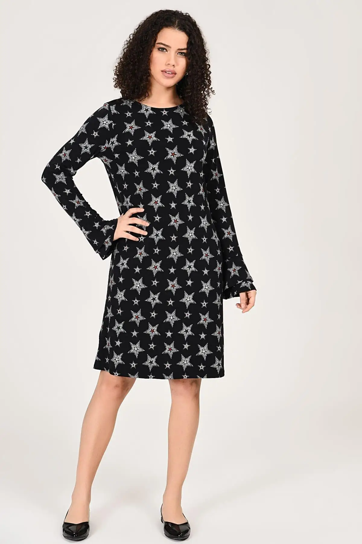 Sans Textile женское черное платье с оборкой 65N9527|Женские платья| |