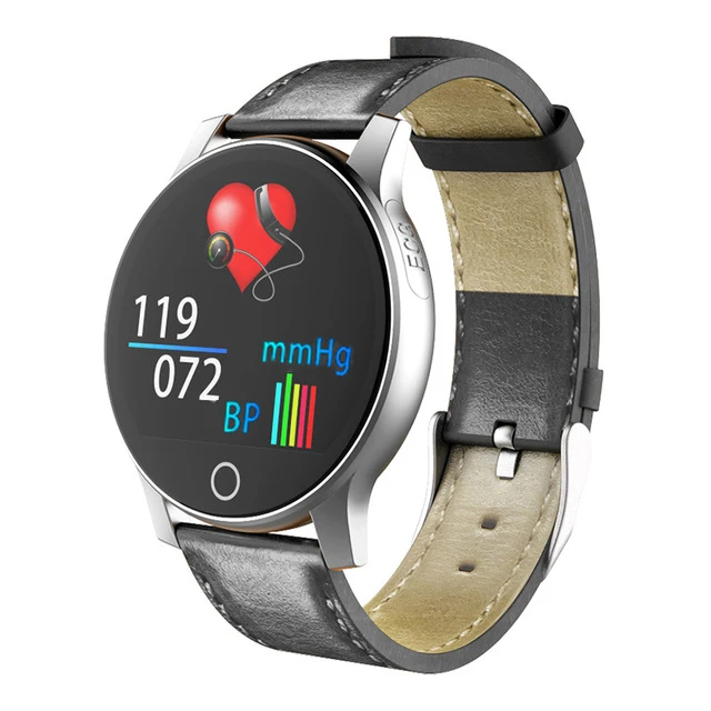 Leather Strap Silver Bluetooth Цифровые Смарт-часы для мужчин и женщин, пульсометр, кровяное давление, цветной экран, умный браслет, водонепроницаемый стальной ремешок, спортивные часы - Цвет: Leather Strap Silver