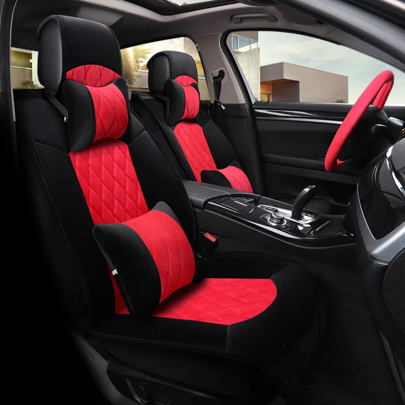 Передняя Задняя часть автомобиля 5 чехлов для сидений короткая плюшевая подушка