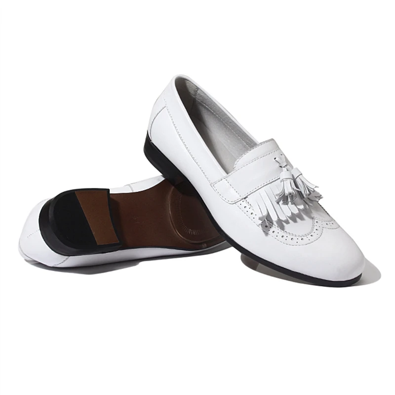 Retro Mens Genuine Leather Tassel Brogue Shoes Man Casual Fringe Wing Tips Oxfords Driving Loafers | Обувь