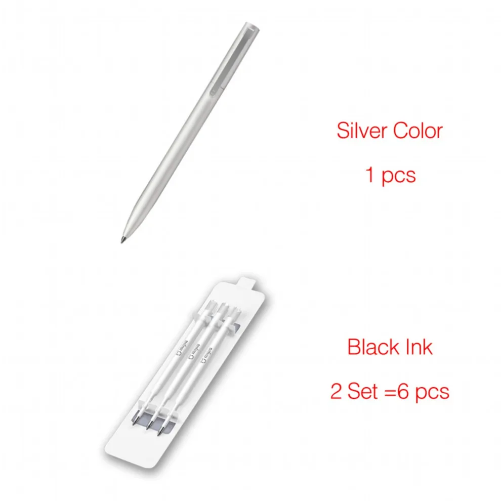 1 Silver Ad 2 Refill Xiao mi jia металлические ручки PREMEC гладкие швейцарские Сменные ручки 0,5 мм ручки для подписи mi ручки из алюминиевого сплава - Цвет: 1 Silver Ad 2 Refill